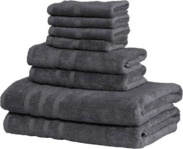 Набір турецьких рушників Mosobam, стійкий, 8 предметів, 76 x 147 см, 40 x 76 см, 33 x 33 см, антрацит (темно-сірий), 700 г/м, бамб