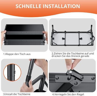 Складаний кемпінговий стіл FUNYKICH з 3 регульованими висотами (26/48/70 см), портативний алюмінієвий стіл для гриля, для вулиці 87x40 см, панелі МДФ, багатофункціональний стіл-валіза для пікніків, кемпінгу, балкону, чорний 87 x 40 x 26/48/70 см