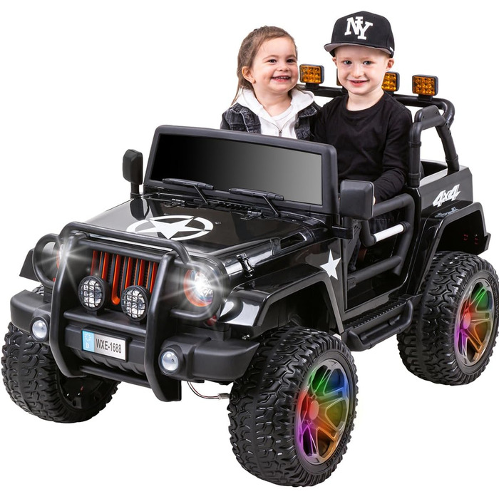 Дитячий електромобіль Jeep Wrangler Offroad - повний привід 4х4 - USB - двигун 4 х 35 Вт - 2-місний - пульт дистанційного керуванн