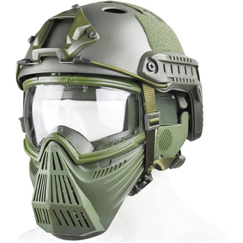 Тактична маска та швидкий шолом, прозорі захисні окуляри для повного обличчя, маска для стрільби з пейнтболу, Хелловін, CS Game OD