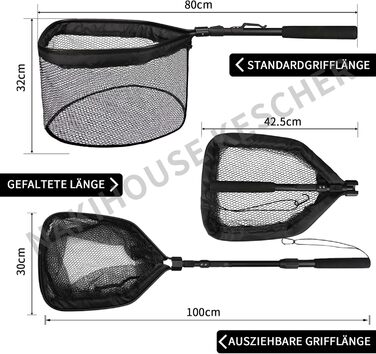 Рибальська сітка, плавуча рибальська сітка, складна рибальська сітка, телескопічний підсак для легкого вилову та випуску риби, рибальська сітка для дітей та дорослих, 100 см