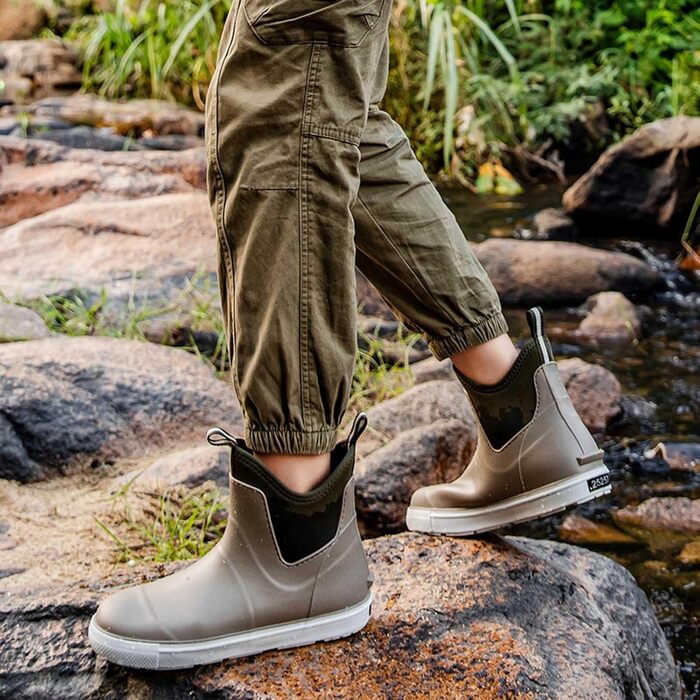 Водне взуття, гумові чоботи, нековзні, для риболовлі, катання на човні, роботи, чоловічі, для подорожей та походів, бежеві, 39 1/3 EU