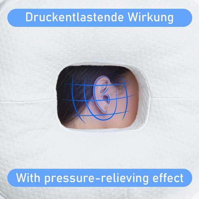 Подушка для пірсингу Lelekka Runa з отвором посередині для полегшення болю у вусі, включаючи 2 чохли. Подушка-пончик з отвором, подушка для зняття тиску.