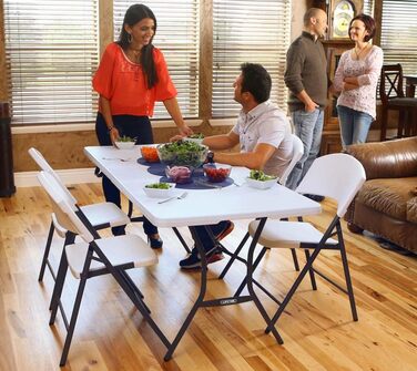 Прямокутний розкладний стіл Lifetime, білий, гранітний вигляд, 185 x 76 x 74 см (92105)