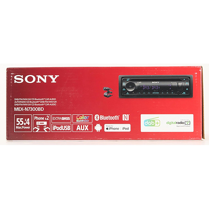 Автомобільна стереосистема Sony MEX-N7300KIT DAB з компакт-диском, подвійним підключенням Bluetooth, USB та AUX Гучний зв'язок Bluetooth 4 x55 Вт 3-кратний вихід Додаткові баси Колір Vario