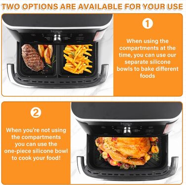 Аерофритюрниця Hivio Silicone Mold для фритюрниці Ninja Foodi Flexdrawer 10.4 л AF500DE, 3 шт. и багаторазової фритюрниці Аксесуари для Ninja Ninja AF500EU (чорний) чорний для Af500EU/AF500EUCP