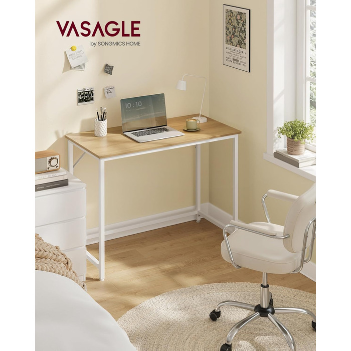 Стіл VASAGLE, комп&39ютерний стіл, офісний стіл, 100 x 50 x 76 см, для кабінету, спальні, вітальні, натуральний дуб-перлинно-білий LWD041W70V2 100 x 50 см натуральний дуб перлинно-білий