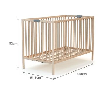 Розкладне дерев&39яне дитяче ліжко, натуральне покриття, 60x120 см, з матрацом FLEX Розкладне дитяче ліжко 3 положення регулювання висоти Компактне Портативне Складане Компактне