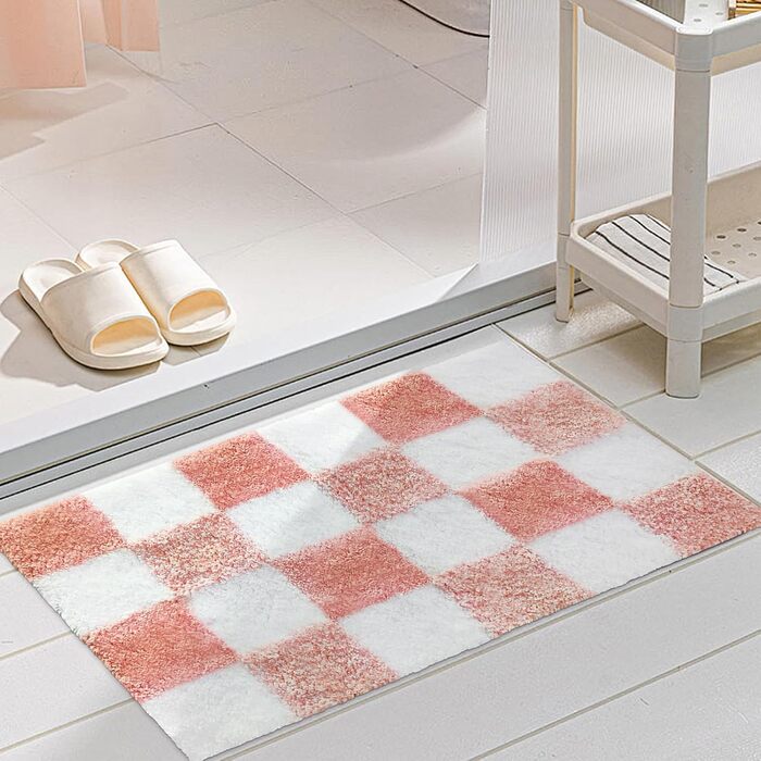 Нековзний килимок для ванної, надзвичайно м&39який килимок для ванної, пухнасті, абсорбуючі килимки для ванної з мікрофібри для ванних кімнат, килимки для ванної кімнати, що праються, милий килимок для ванної для душових піддонів, картатий, троянда 50 x 8
