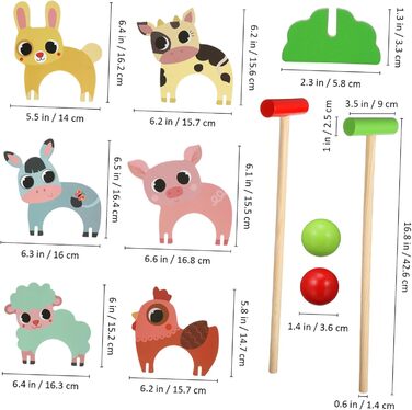 Набір іграшок Toyvian для гри в крокет із зображенням тварин для дівчаток з дерев&39яними молотками та м&39ячами. Креативна іграшка для всієї родини, як для дому, так і для вулиці. Сприяє розвитку координації та взаємодії рук і очей.