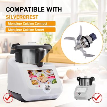 Змінне лезо з нержавіючої сталі, сумісне з розумним кухонним комбайном Silvercrest Monsieur Cuisine Connect і Monsieur Cuisine, змінним лезом блендера з ущільнювальним кільцем і щіткою для чищення