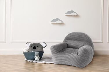 Дитяче крісло Traumnacht Ella зі знімним чохлом з високоякісної вельветової тканини, можна прати, 60 x 50 x 55 см, сірого кольору, виготовлено за німецькими стандартами якості. Крісло для малюків