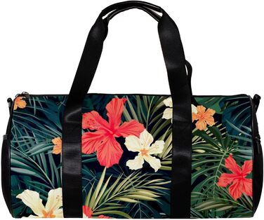 Спортивна сумка, маленька дорожня сумка, сумка для йоги, з тропічними рослинами та квітами, сумка для фітнесу на відкритому повітрі, ручна поклажа