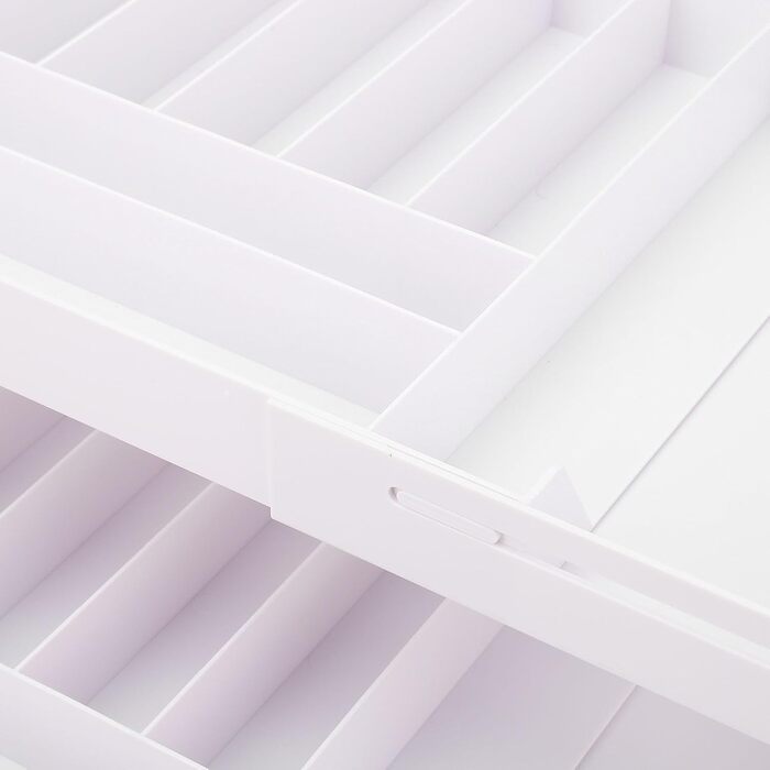 Органайзер для шухляд, складний, стильний, компактний, розширюваний органайзер для столу на кухні та туалетному столику, виготовлений з високоякісного пластику (білого кольору)