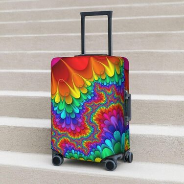 Чохол для валізи Райдужний тай-дай - червоний принт, еластичний захист від подряпин та пилу, чорний, розмір 85