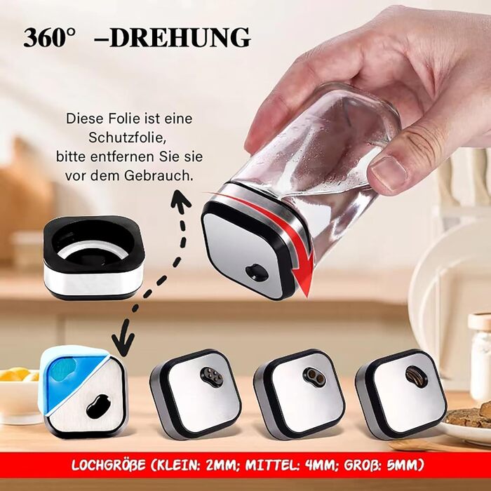 Обертова підставка для спецій з 2 ярусами та 12 баночками для спецій по 120 мл, розмір отвору у формі годинника на 360, карусель для спецій, що обертається на 360, підставка для спецій з нержавіючої сталі, органайзер для спецій для легкого доступу до спец