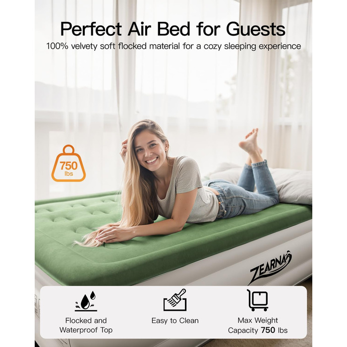 Надувний матрац для 2 осіб, 190x137x46 см, самонадувальний надувний матрац з вбудованим насосом, самонадувальний надувний матрац за 3 хвилини, надувний матрац для кемпінгу та домашнього використання