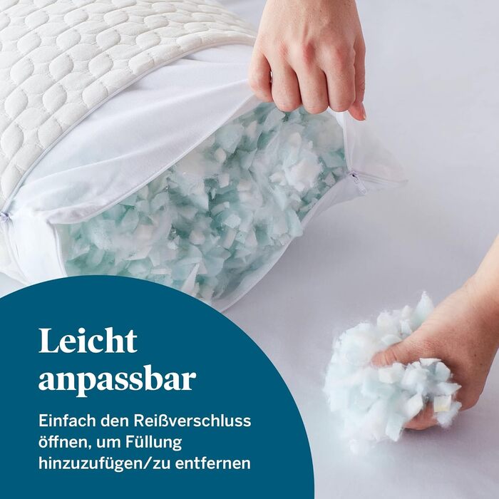 Подушка LUCID 80 x 80 см з гібридним наповнювачем з подрібненого пінного матеріалу з ефектом пам&39яті та мікрофібри знімний, регульований наповнювач чохол, який можна прати для сну на боці, спині та животі