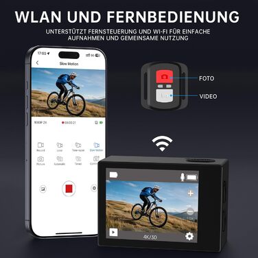 Екшн-камера 4K 60 кадрів/с, підводна камера 40 млн, 30-мегапіксельна HD підводна камера для сноркелінгу, 2-дюймовий РК-екран, водонепроникна сенсорна екшн-камера з електронною стабілізацією зображення, картою пам&39яті 64 ГБ, пульт дистанційного керування