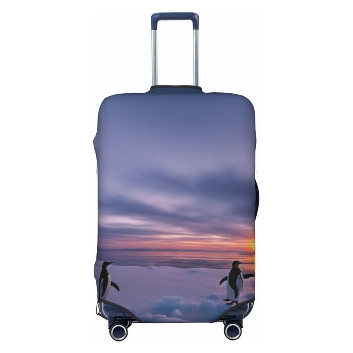 Чохол для валізи Пінгвіни на заході сонця, міцний захист для багажу розміром 45.7-81.3 см, малий, чорний