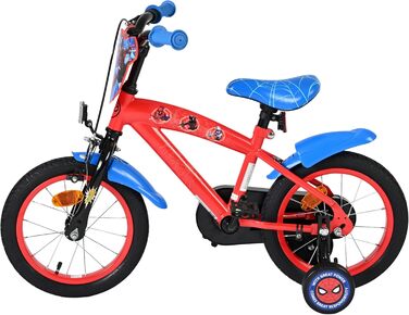 Дитячий велосипед Volare Spider-Man 14 дюймів 3,55 років Ручні та американські гальма, додаткові колеса, захист ланцюга, світловідбивачі Регульоване сідло Подарунок для хлопчиків та дівчаток