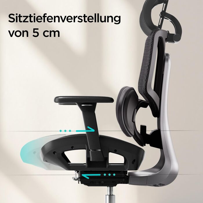 Ергономічне офісне крісло Hbada E3 Air з 3-зонною динамічною поперековою підтримкою, робоче крісло з 3D-регульованим підголівником, 3D-регульованими підлокітниками, чорне E3 Air