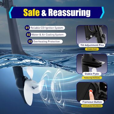 Тактний підвісний човновий мотор 3,6/6 к.с., підвісний човновий мотор, судновий двигун, бензиновий двигун для бензинового надувного човна, рибальського човна (2-тактний бензиновий підвісний мотор 3,6 к.с.), 2/4-