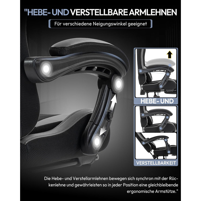 Ігрове крісло Nexthra, офісне крісло, ігрове крісло з регульованими по висоті підлокітниками, ергономічне ігрове крісло з підставкою для ніг, м&39яке ігрове крісло, кут нахилу 150, до 180 кг, чорне, регульоване