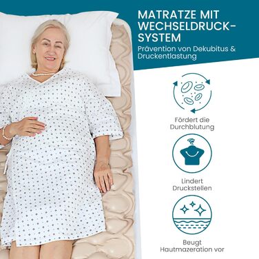 Протипролежневий матрац Kekoy з тихим насосом та водонепроникністю, для пролежнів I стадії, засіб для лікування пролежнів у лікарні, для дому, лікарняне ліжко, 190 x 91 см 200 x 90 см бежевий