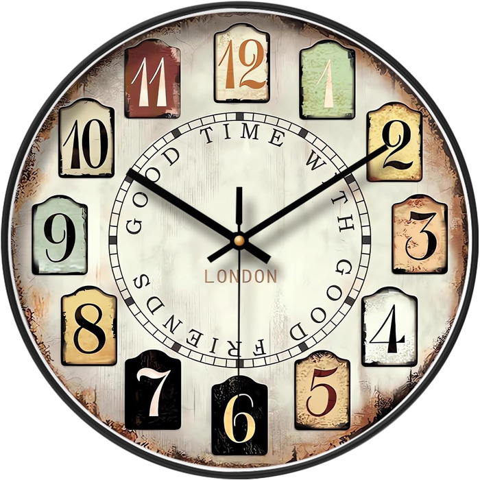Вінтажний декоративний настінний годинник з великими арабськими цифрами, вінтажний класичний настінний годинник, настінний годинни