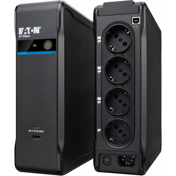 ДБЖ Eaton Ellipse 3P 700UD автономний 700 ВА/420 Вт роз&39єм DIN USB типу A та C (3 батареї захист від перенапруги, лише 1 батарея із захистом від перенапруги, програмне забезпечення для вимкнення) (3P700UD)