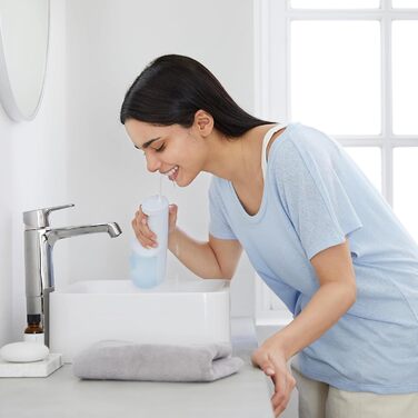 Портативний іригатор для ротової порожнини EW-DJ27-A303, бездротовий душ для рота, резервуар 200 мл, захист IPX7, 4 стандартні насадки, 5 рівнів тиску води, дорожній набір, крижано-блакитний колір, 300