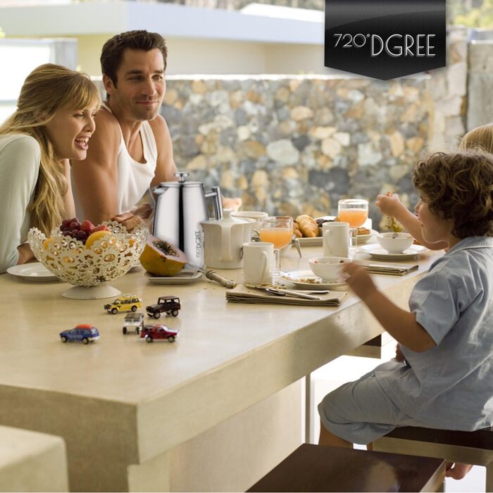 Френч-прес з нержавіючої сталі 720 DGREE Sunrise - 1 літр - без бісфенолу А - кавоварка, кавник з постійним фільтром - Елегантний кавник на 4-8 чашок Ідеальна насолода кавою