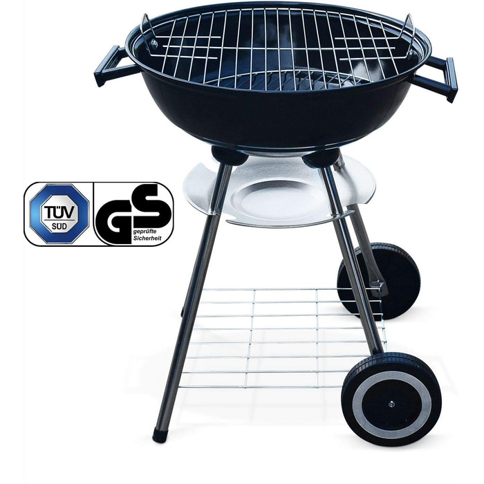 Вугільний гриль-барбекю Ø 44 см, на 4 особи. Мобільний купольний гриль з кришкою для пікніків/саду/балкону