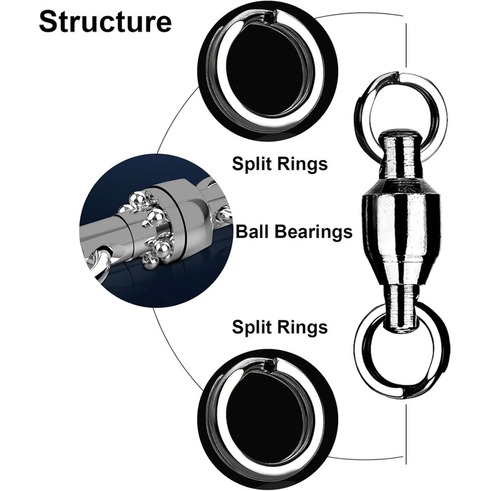 Вертлюги для риболовлі з підшипником 9Tong Високоміцні вертлюги для прісної води Сталева кулька Вертлюги з підшипниками з нержавіючої сталі Морська вода Чорний нікель