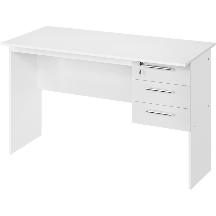 Письмовий стіл з 3 шухлядами, комп&39ютерний стіл білий, 120x60 см офісний стіл ПК стіл, дитячий робочий стіл, для кабінету, спальні, вітальні