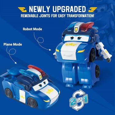 Літак-трансформер Super Wings Supercharged Lucie, фігурка для дітей заввишки приблизно 12,7 см, фігурка літачка та робота для хлопчиків та дівчаток від 3 років, 5 дюймів