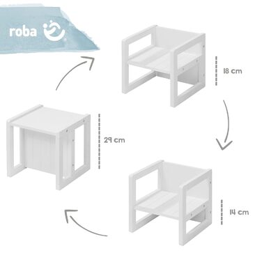 Табурет для дітей в стилі заміського будинку - Двосторонній табурет і стілець з 3-ма рівнями висоти сидіння - Багатофункціональний
