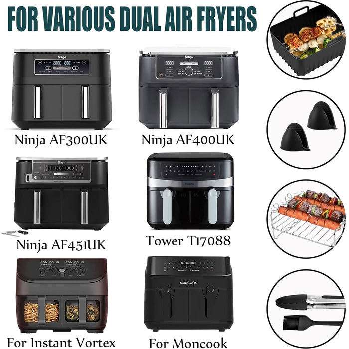 Аксесуари для фритюрниці Air Fryer - аксесуари з 8 предметів Аерофритюрниця з мультипіччю Силіконова форма для фритюрниці, аксесуари для фритюрниці XXl Силіконова вставка для фритюрниці Аерофритюрниця