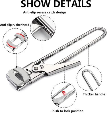 Набір з 2 відкривачів для банок, відкривачок для кришок з нержавіючої сталі, ручний відкривач для банок з гвинтовими кришками, регульований відкривач для літніх людей з артритом