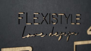 Настінний годинник FLEXISTYLE ECO, великий, квадратний, під дерево, безшумний, для вітальні та спальні, Made in EU (чорний, 60 см)