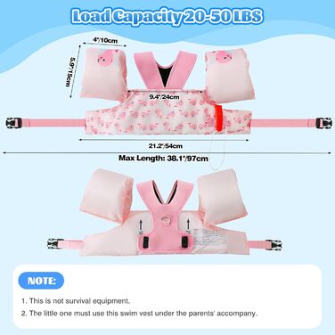 Дитячі плавки MoKo, мультяшна плавка з Y-подібним дизайном, ременями безпеки та аварійним свистком для хлопчиків та дівчаток вагою 20-50 фунтів. Рожевий кит для 20-50 фунтів.
