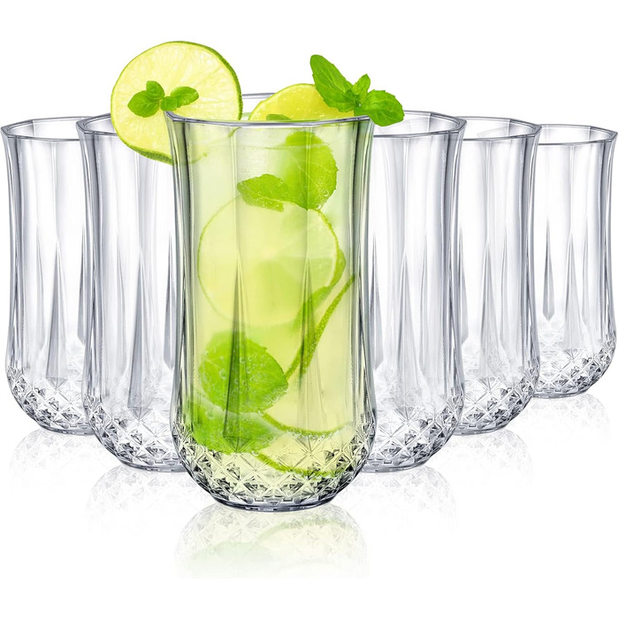 Пластикових склянок хайбол, 10 унцій / 280 мл небитка акрилова чашка для пиття прозора старомодна тумблер для води, для коктейлів