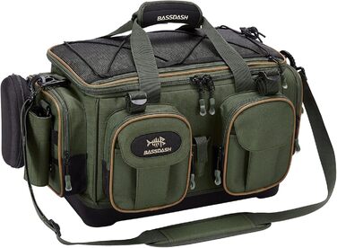 Сумка для рибалки Bassdash Сумка на плече Водонепроникна легка сумка для зберігання спорядження з чохлом від дощу Army Green M