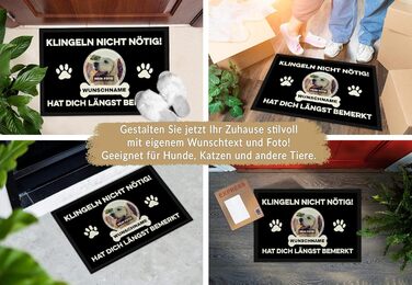 Килимок для дверей з вашим власним собакою - Не потрібно дзвонити у дзвінок - Персоналізований з вашим бажаним фото та іменем - 60 x 40 см