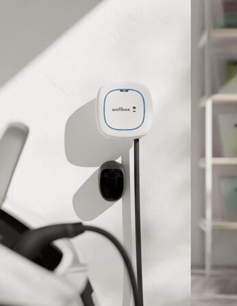 Зарядний пристрій для електромобілів (7,4 кВт, тип 2, Wi-Fi, Bluetooth, OCPP, внутрішній/зовнішній, 7м, проста установка), білий