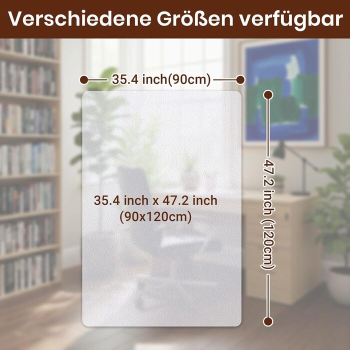 Захисний килимок для підлоги COSYLAND для офісних стільців, напівпрозорий, 90x120 см 90x120 см прозорий