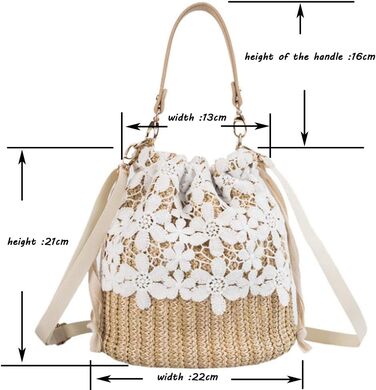 Солом'яна сумка через плече, Жіноча сумка з верхньою ручкою, Літо, Пляж, Гаманець, Сумка через плече, Квітка, Один розмір