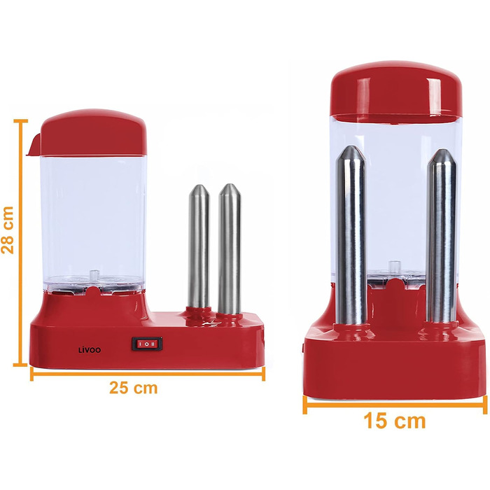 Машина для приготування хот-догів на 6 сосисок - Машина для приготування хот-догів зі знімним контейнером для підігріву - Підігрівач ковбас з шампурами з нержавіючої сталі для підігріву булочок - 340 Вт