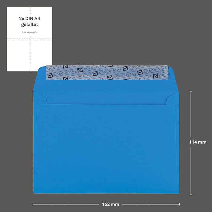 Кольорові конверти, DIN C6/5, Чутливий до тиску клей зі смужками, що відклеюються, Прямий клапан, 130 г/кв.м Colorista, З вікном, Жовтий, Порожні конверти (DIN C6, Royal Blue-25), 100 шт.